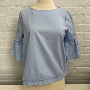 BLUE PUFFER SLEEVE BLOUSE SIZE 4